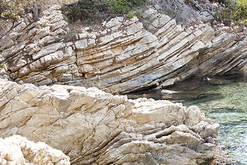 Image showing beautiful riffs rock stone sea ocean in summer