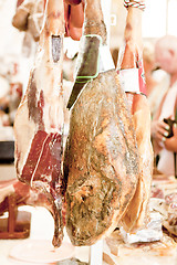 Image showing deliscious fresh parma serrano ham slices pork gourmet jamon