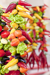 Image showing collection of different colorful pepper on market