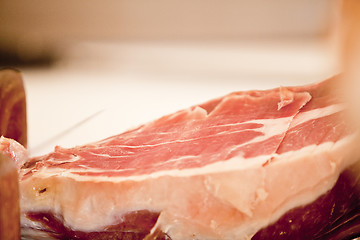 Image showing deliscious fresh parma serrano ham slices pork gourmet jamon