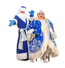 Image showing Travesty Actors Genre Depict Santa Claus and Snow Maiden