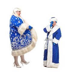 Image showing Travesty Actors Genre Depict Santa Claus and Snow Maiden