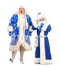 Image showing Travesty Actors Genre Depict Santa Claus and Snow Maiden