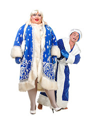 Image showing Travesty Actors Genre Depict Santa Claus and Snow Maiden