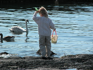Image showing The girl and the swan
