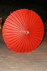 Image showing Red Japanese umbrella