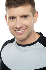 Image showing Young caucasian male in sportswear, closeup shot