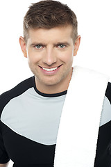 Image showing Close up shot of smiling male in sportswear