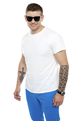 Image showing Handsome guy wearing shades and posing