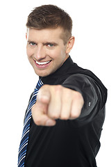 Image showing Joyous business consultant pointing at you