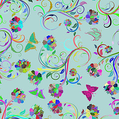 Image showing Seamless multicolor floral pattern