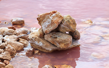 Image showing Stacked Stones in Rose Water