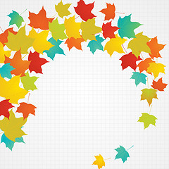 Image showing Autumn flying leaves with blank copy space