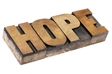 Image showing hope word in wood type