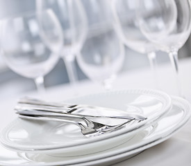 Image showing Plates and cutlery