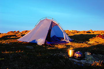 Image showing Camping on the top of mountains