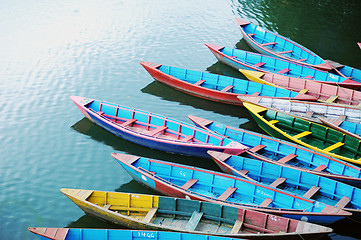 Image showing Colorful tour boats