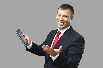 Image showing  business man tablet pc