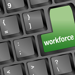 Image showing Workforce keys on keyboard - business concept