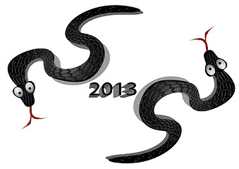 Image showing two black snakes