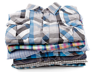 Image showing Stack of Plaid Men's Shirts 