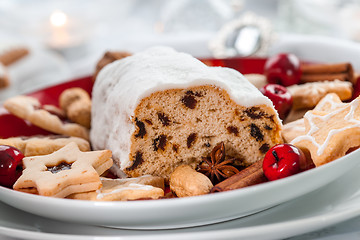 Image showing Christmas stollen with cookies and gingerbread