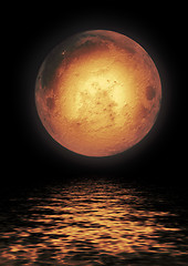 Image showing Full moon reflected in water