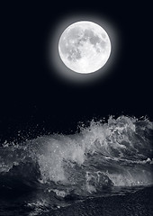 Image showing Full moon reflected in water