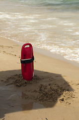 Image showing Red buoy for a lifeguard to save people 