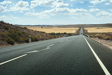 Image showing Asphalt road and white line marking