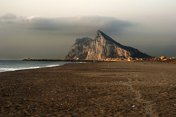 Image showing The rock of Gibraltar and the sea