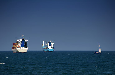 Image showing Commercial container ships