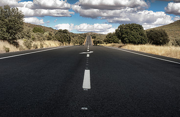 Image showing Asphalt road and white line marking