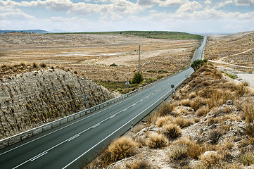 Image showing Asphalt road and white line marking