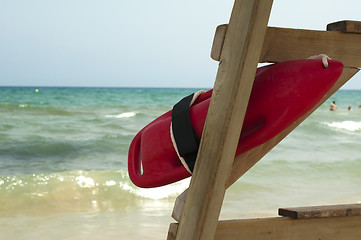 Image showing Red buoy for a lifeguard to save people 