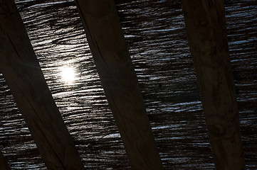 Image showing Marsh sunshade, hood in front of bungalow