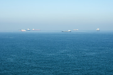 Image showing Cargo ships at sea. 