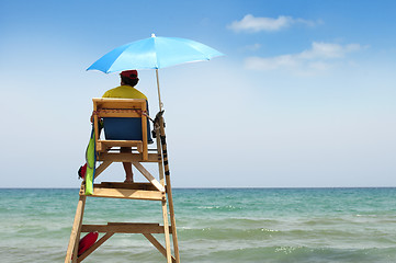 Image showing Beach lifeguard on duty