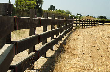 Image showing Wooden fence on ranch