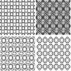 Image showing vector hand drawn seamless eastern floral patterns, monochrome