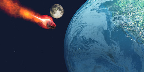 Image showing Earth hit by Asteroid