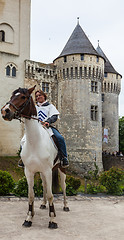 Image showing Medieval Woman Riding a Horse 