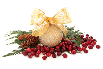 Image showing Sparkling Bauble and Cranberries