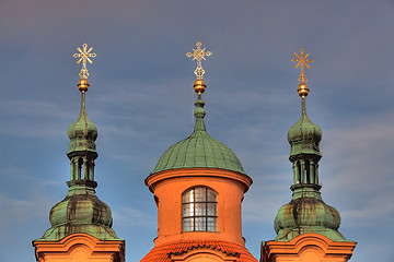 Image showing Detail on the church towers in Petrin 