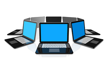 Image showing Black laptop computers isolated on white