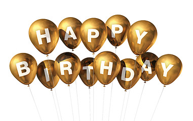 Image showing Gold Happy Birthday balloons