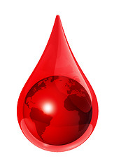 Image showing Earth globe in a blood drop