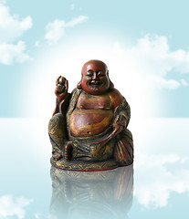 Image showing Chinese Buddha on a blue dream background