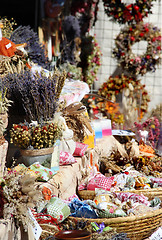 Image showing Herbs, spices, lavender, handmade flower bouquets and vegetables