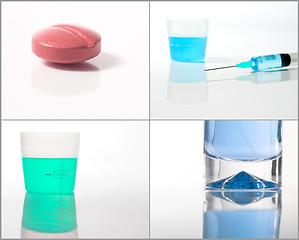 Image showing Medical Collage with syringe, pills, etc